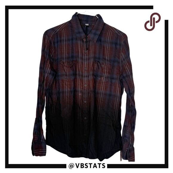 Paige Men's Cotton Blend Flannel Button-up Shirt Canterbury Plum Medium NWOT - Picture 3 of 8